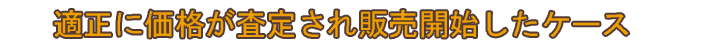 適正に価格が査定され販売開始したケース