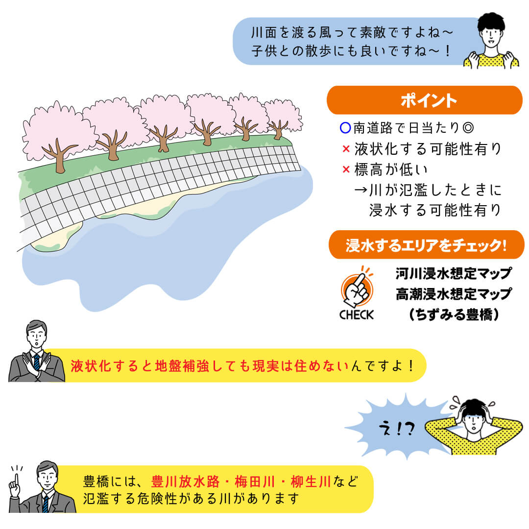 川の近く